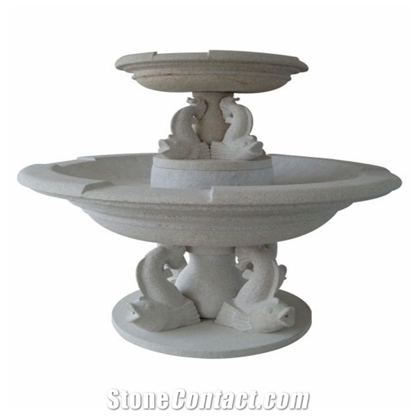 Natural Stone Special Design Decorative Water Fountain, Grey Marble Fountain