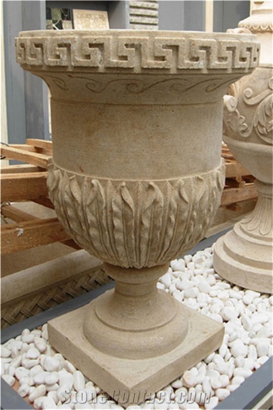 New Design China Brown Granite Garden Decoration Flower Pot