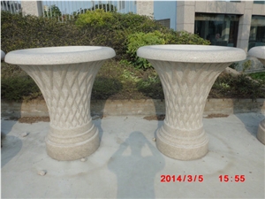 New Design China Yellow Granite Flower Pots with Beautiful Carving
