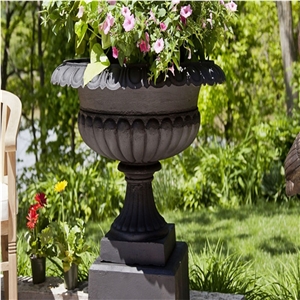 New Western Style Flower Pots for Garden Decoration, Lashotor Black Marble Flower Pots