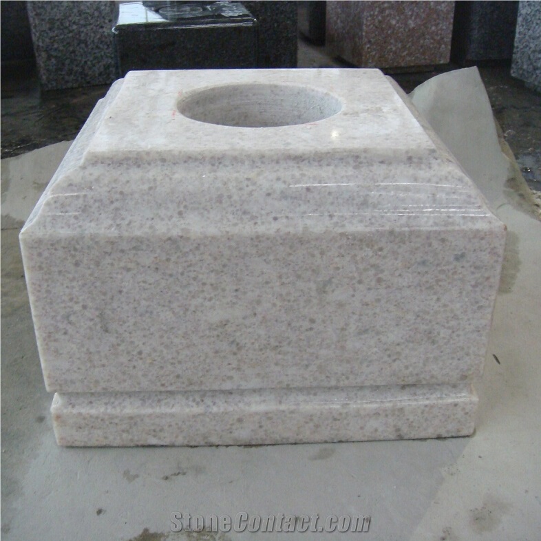Pearl White Granite Square Tombstone Vases for Cemetory Accessories