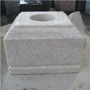 Pearl White Granite Square Tombstone Vases for Cemetory Accessories