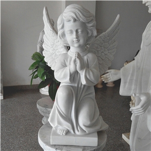 Praying Angel Guangxi White Marble Statues Marble Kneeling Angel Sculptures