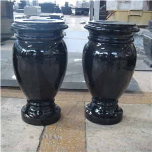 Shanxi Black Granite Cemetery Flower Vases Memorial Accessories