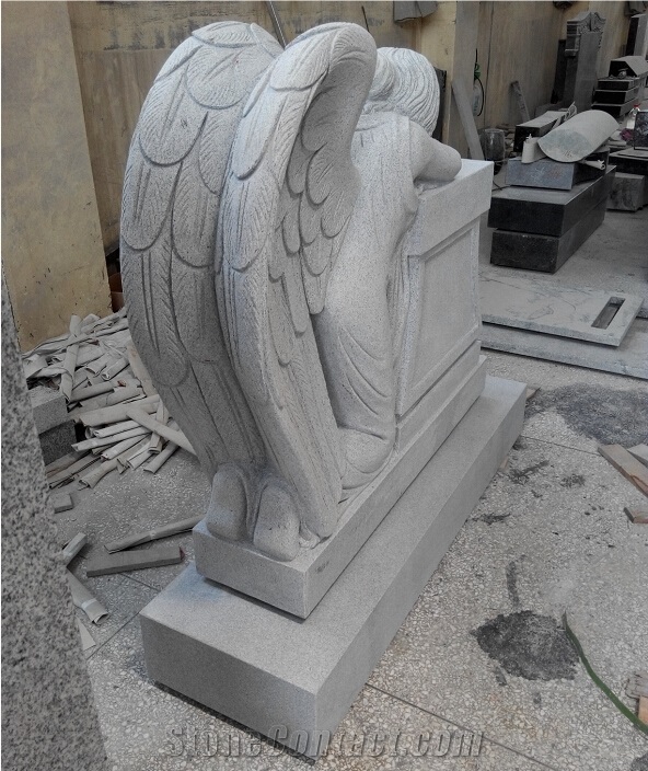 Weeping Angel Headstone Granite Angel of Grief Monument