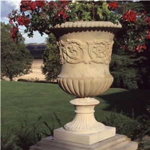 Western Design Beige Marble Planter Pots for Outdoor Decoration