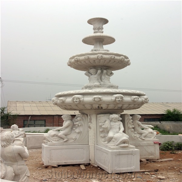Western Design China White Marble Water Fountain with Sculpture
