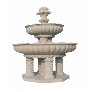 Western Design Marble Water Fountain for Outoor Garden Decoration, Beige Marble Fountain