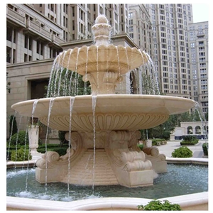 Western Design Modern Garden Decorative Water Marble Fountain, Beige Marble Fountain