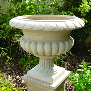 White Marble Beautiful Pots for Landscaping Garden Decoration, Alexander White Marble Flower Pot