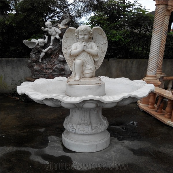 White Marble Figure Sculpture Water Fountain for Exterior Decoration