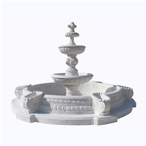 White Marble Sculpture Water Fountain for Exterior Decoration