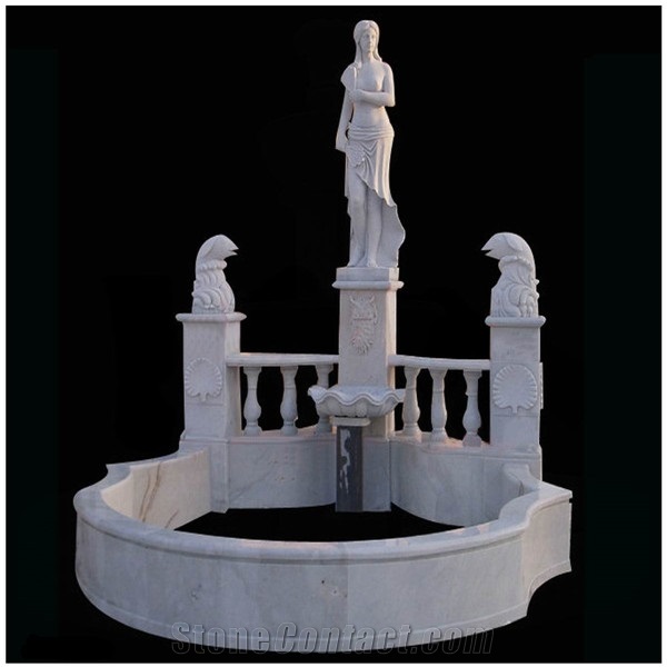 White Marble Sculptured Water Fountain for Garden House Decoration