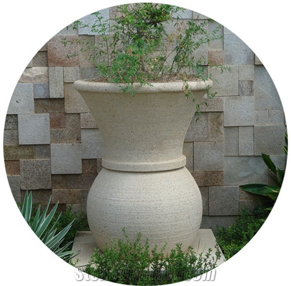 Wholesale Outdoor China Grey Granite Flower Pots