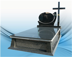 Black Headstone High Polished Headstone with Cross, Black Granite Monument & Tombstone
