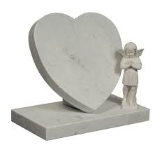 Heart Shape Headstone with Angel Marble Monument