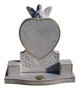 Heart Shape Headstone with Angel Marble Monument