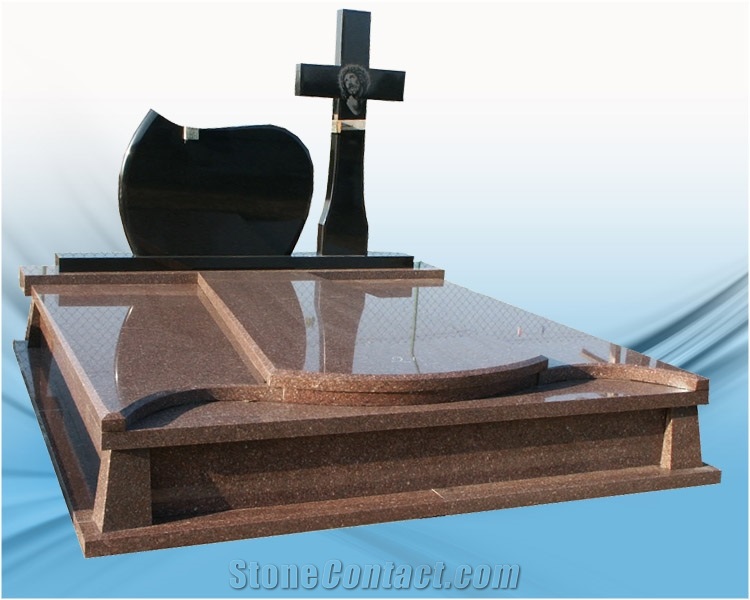 Red Granite Poland Style Headstone & Monument, Red Granite Monument & Tombstone