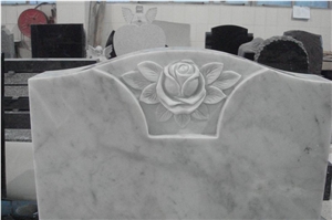 White Marble Headstone with Vases, White Marble Monument & Tombstone