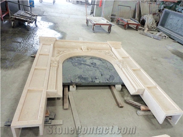 Beige Marble Fireplace, Interior Marble Fireplace