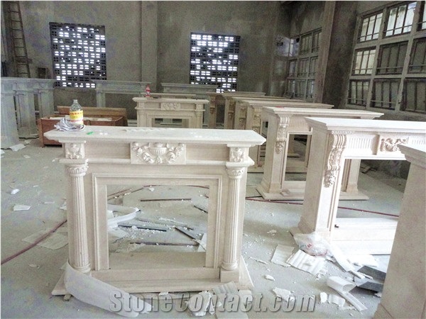 Beige Marble Fireplace, Interior Marble Fireplace