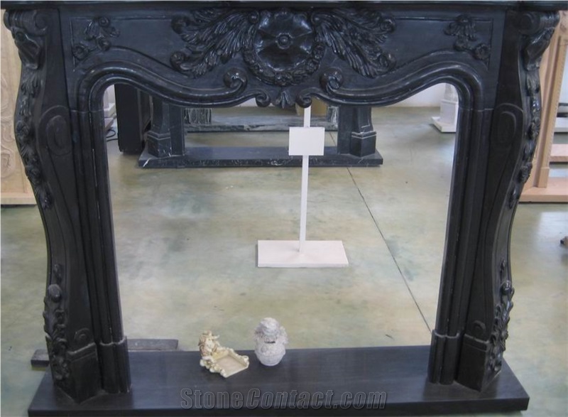 Black Marble Fireplace,China Fireplace,Carving Fireplace