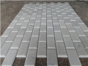 Carrara White 2"X4" Bevel Linear Mosaic Polished