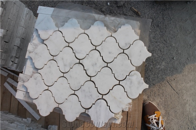 Carrara White Mosaic, Basketwave, Hexagon, Honed, Polished Different Mosaic