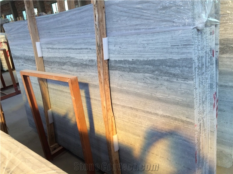 China Blue Wood Marble/Blue Vein Marble Slabs & Tiles, China Grey Marble