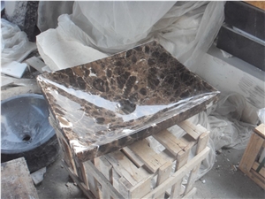 China Brown Marble Vanity Top, Brown Marble Sinks & Basins