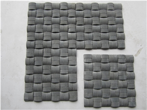 China Grey Basalt Basketweave Mosaic