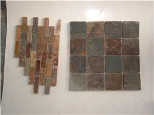 China Muticolor Slate Mosaic,China Slate Mosaic,Slate Mosaic,Multicolor Slate Mosaic,Rusty Slate Mosaic