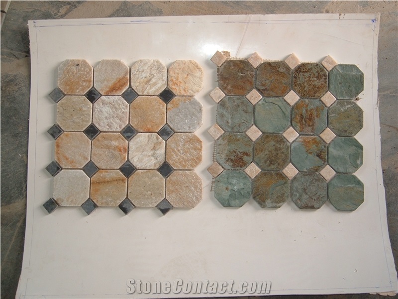 China Muticolor Slate Mosaic,China Slate Mosaic,Slate Mosaic,Multicolor Slate Mosaic,Rusty Slate Mosaic