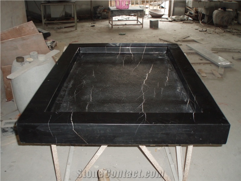 China Nero Marquina Fine Marble Shower Tray,China Black Marble Shower