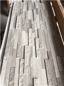 China White Wooden Marble Natural Split Wall Mosaic Tiles