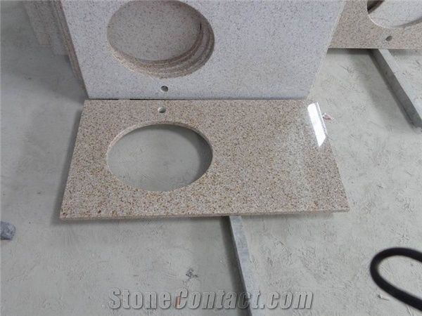 China Yellow G682 Granite Bath Top, G682 Yellow Granite Bath Top,Vt-3002 Classical Series G682 Sunset Gold Yellow Granite Bathroom Vanity Top,Under Mount Sink Cutting Out,For Hotel,Apartment,Condo,Sup