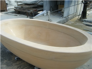 China Yellow Wooden Sandstone Bathtubs