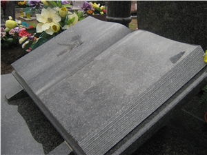 Chinese Grey G603 Granite Book Shape Tombstone and Monument Design Western Style