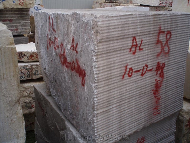 Chinese White Wooden Marble Blocks, China White Marble