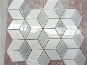 Eastern China White and Grey Marble Mosaic Pattern