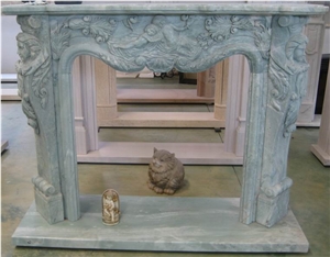 Green Marble Fireplace,Yellow Marble Fireplace,China Fireplace,Carving Fireplace