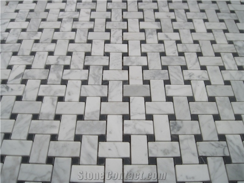 Grey Marble Basketweave Mosaic Tiles