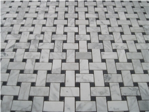 Grey Marble Basketweave Mosaic Tiles