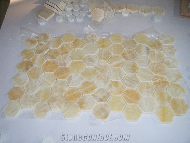 Honey Onyx Mosaic,Yellow Onyx Hexagon Mosaic