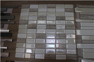 Interior Decoration Multicolor Polished Mosaic,Glass with Stone Mosaic for Bathroom