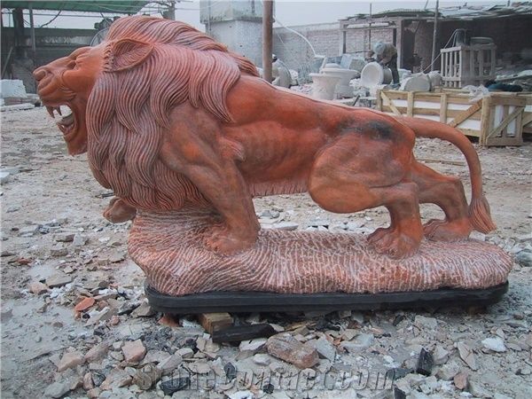 Lion Sunset Glow Red Marble Sculpture,Red Marble Sculpture,Sunset Glow Sculpture,Red Stone Sculpture,Wellest Animal Sculpture & Statue, Handcarved White Elephant Sculpture,White Marble Sculpture,Natur