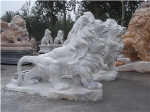 Marble Lion Sculpture, White Marble Sculpture & Statue