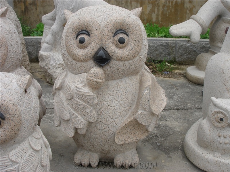 Mini Animal G682 Granite Sculpture, Stone Statue, Owl Statue