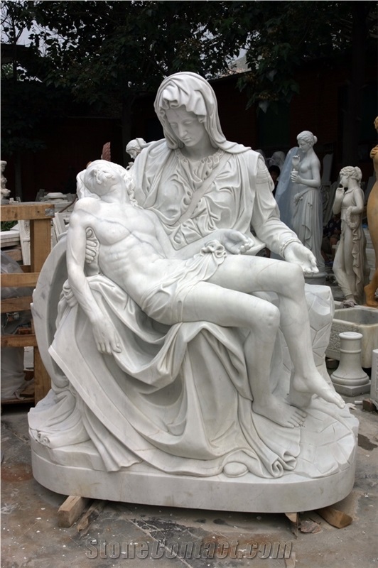 Pieta Marble Sculpture,Pieta Caving,Pieta White Marble Carving,White Marble Figure Statues, Handcarved Sculptures, Western Style Marble Human Sculptures & Statues