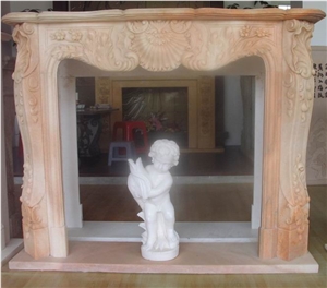 Pink Marble Fireplace,Yellow Marble Fireplace,China Fireplace,Carving Fireplace